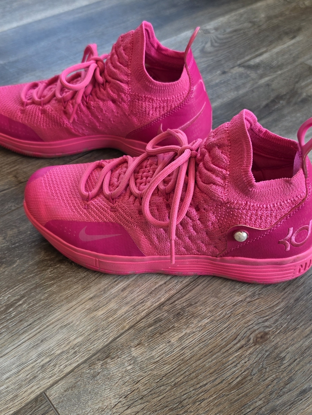 Nike Zoom KD 11 Aunt Pearl Pink Sneakers 7Y LE Breast Cancer 8.5 Women's - Picture 2 of 12
